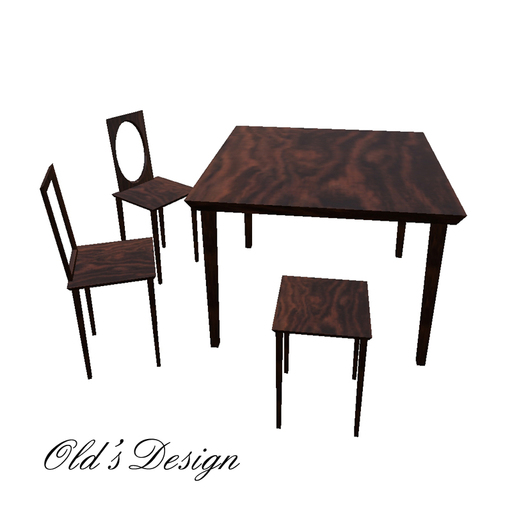 Furniture Set: Table, 2 Chairs, Stool - Full Perm