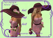 KS Design: A hat, belt and bag with roses (Pink)