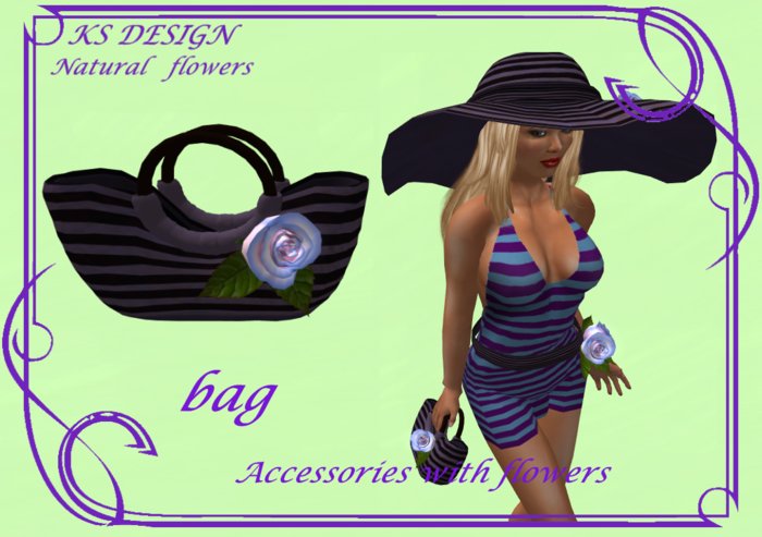 KS Design: Bag with a rose (blue)