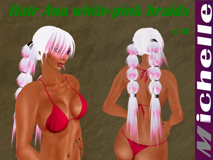 MMShop: Hair Ana white/pink braids