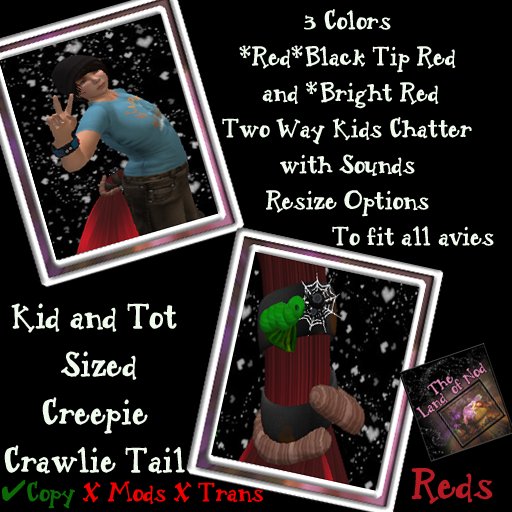 Creepie Crawlie Tail Kid and Tot (Reds)