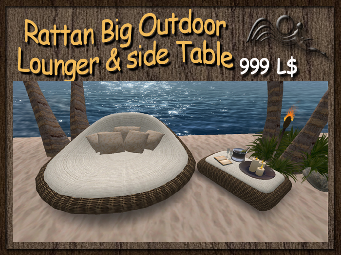 [Summer Feeling] - Rattan Weaver Big Outdoor Lounger and side Table - Outdoor Furniture