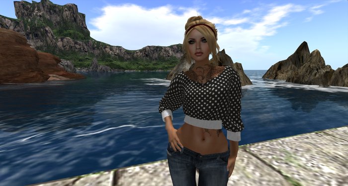 Mesh short pull-over polka black