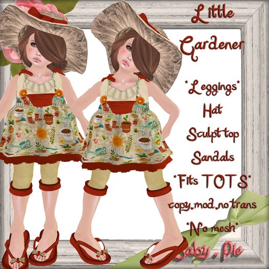 *Baby Pie* Little Gardener Tiny Tot's Complete Gardening Outfit 