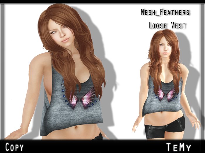 [TM] Mesh_Feathers Loose Vest
