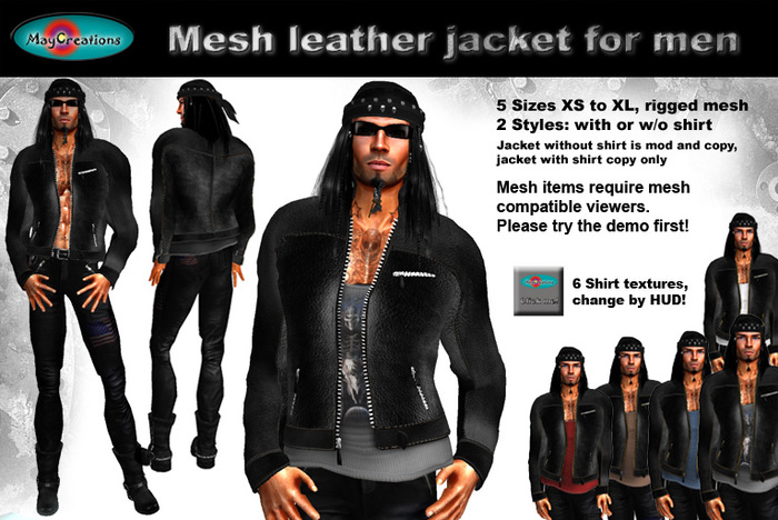 MayCreations mesh leather jacket black w silver zippers