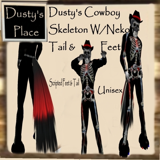 Dusty's Cowboy Skeleton & skull Neko