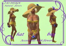 KS Design: The beach bag and hat with roses (blue)