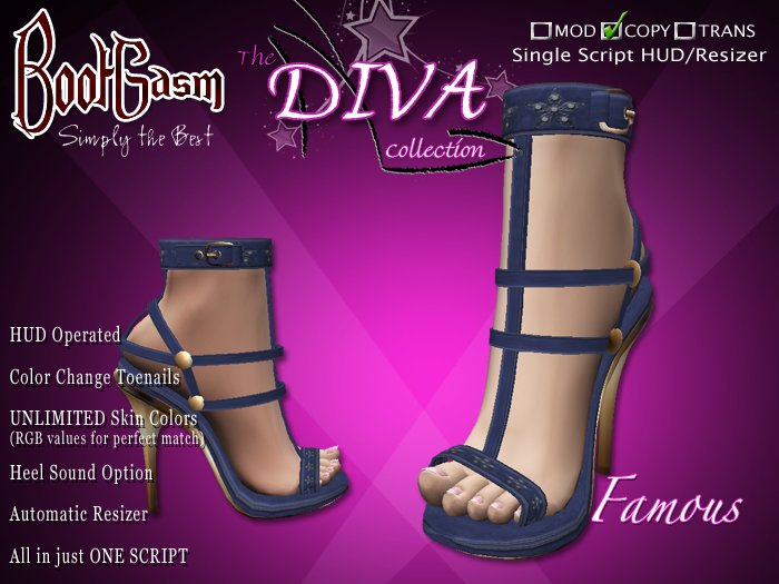 Bootgasm Diva Famous Blue High Heels w/ Toes