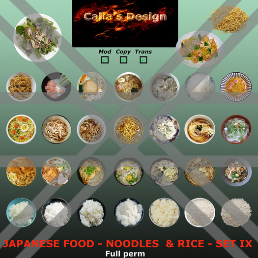 Japanese food - Noodles & rice - Set IX - Full perm