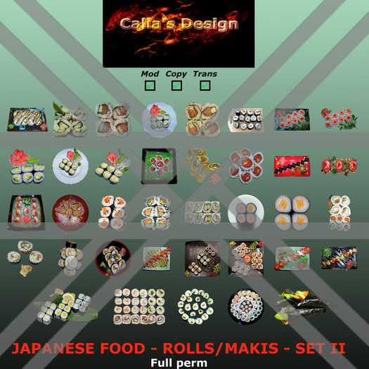 Japanese food - Makis/Sushis/Rolls - Set II - Full perm