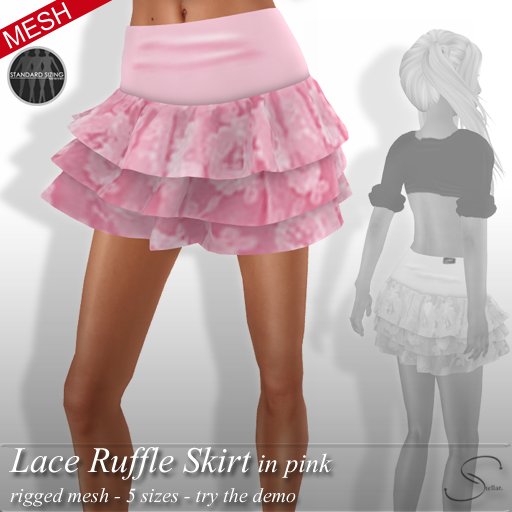 [Stellar] Lace Ruffle Skirt (mesh) in pink