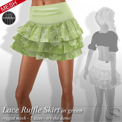[Stellar] Lace Ruffle Skirt (mesh) in green