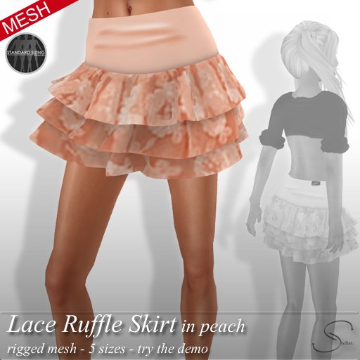 [Stellar] Lace Ruffle Skirt (mesh) in peach