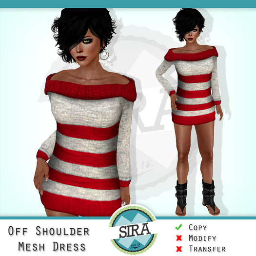 SIRA - OffShoulder Knitted Sweater Red - MESH
