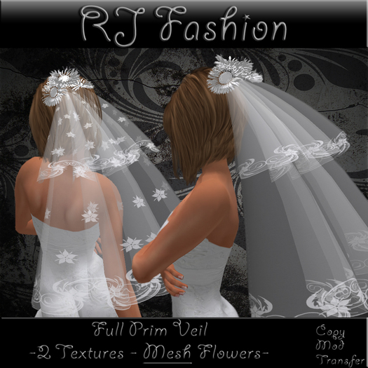 Full Prim Veil with Mesh Flowers