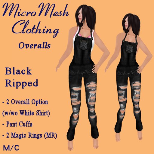 Ladies Black Overalls (Ripped)(Micro Avatars)