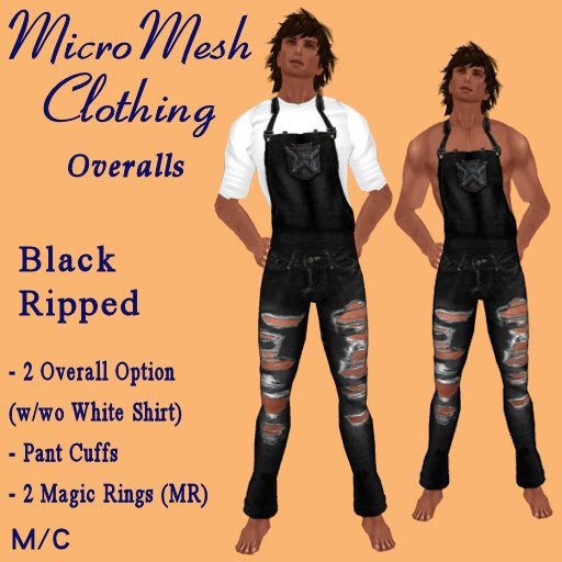 Mens Black Overalls (Ripped)(Micro Avatars)