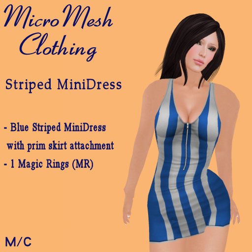 Ladies Blue Striped Mini Dress (Micro Avatars) 