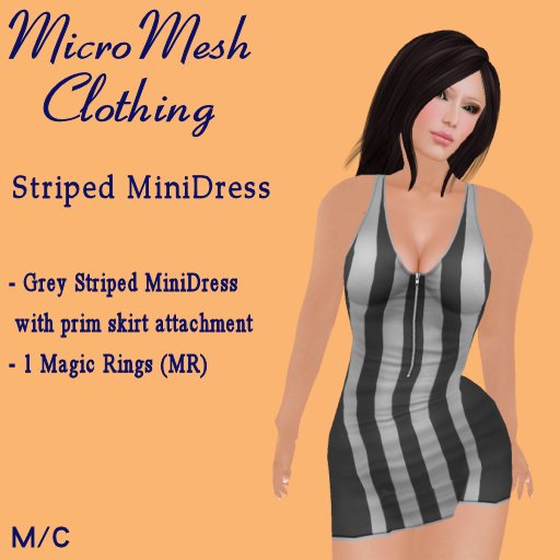 Ladies Grey Striped Mini Dress (Micro Avatars) 