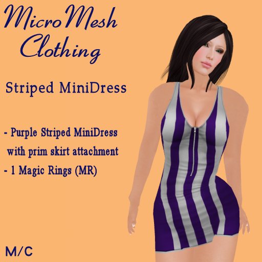 Ladies Purple Striped Mini Dress (Micro Avatars) 