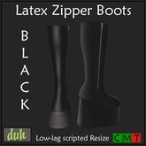 ::Duh!:: Zippered Latex Boots - Black