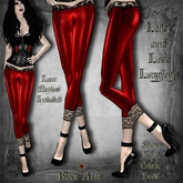 ~Black Arts~Latex and Lace Leggings Red
