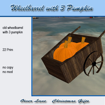 wheelbarrel with  3 pumpkin