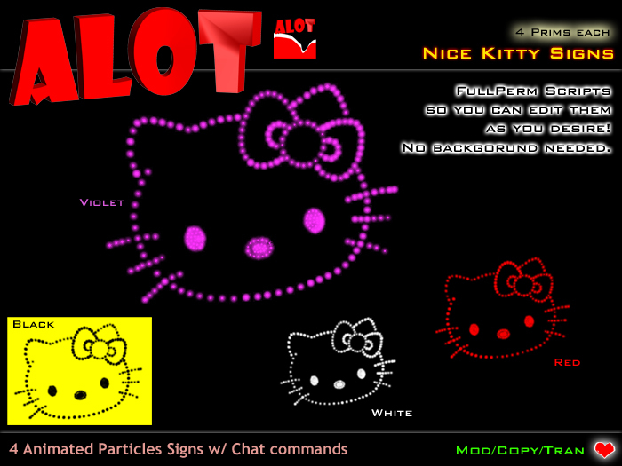♥ 4 Kitty Animated Particles Signs