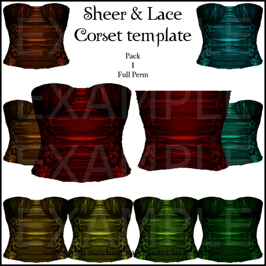 Eternal Creativity ~ Lace and Sheer Corset templates pack 1