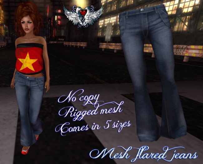 Mesh flared jeans navy