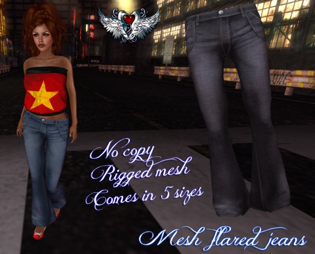 Mesh flared jeans dark