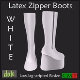 ::Duh!:: Zippered Latex Boots - White