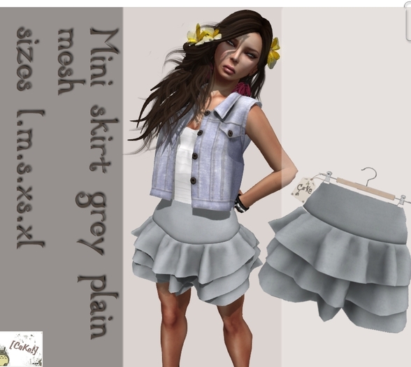 [[>CaKe!<]] Mini Skirt Grey plain-mesh-