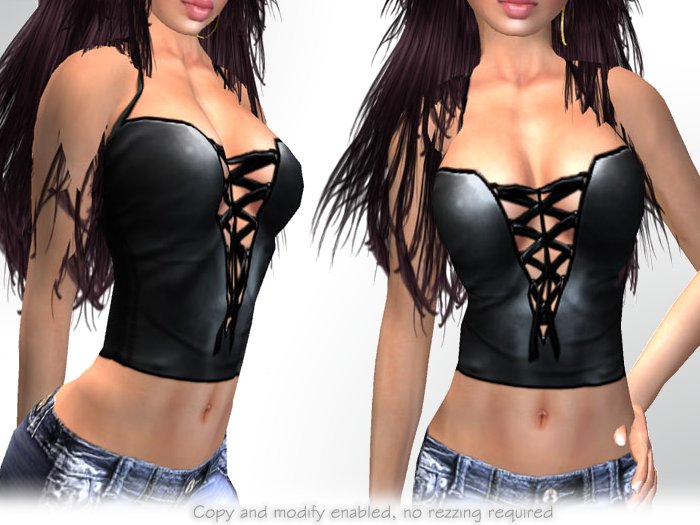 FUTE :: Leather laced halter top (black)