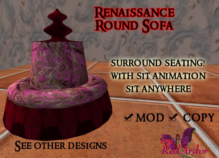 Round Sofa Seat Red/Purple