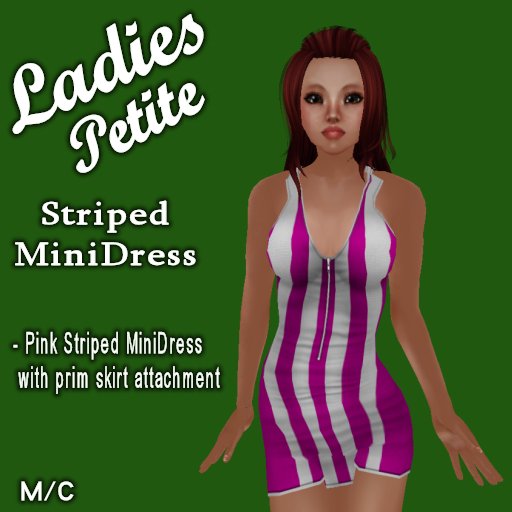 Ladies Pink Striped Mini Dress (Petite Avatars)