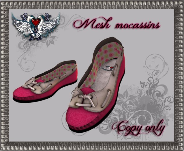Pink mesh mocassins