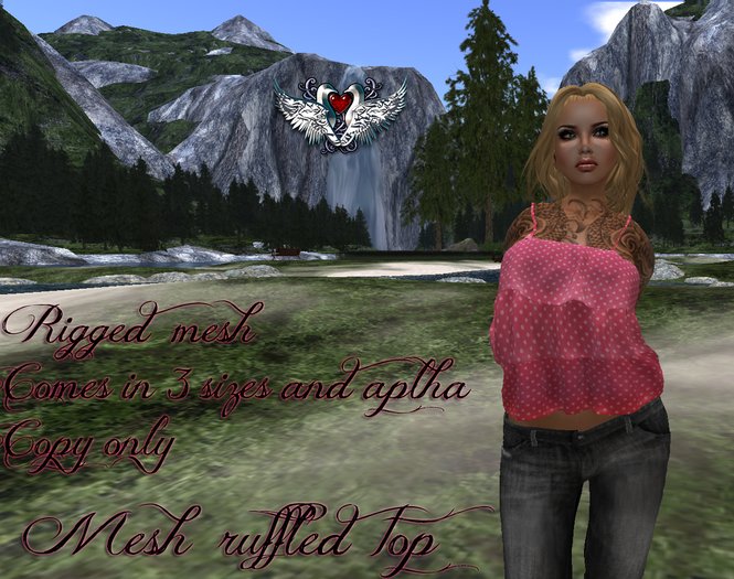 Mesh ruffled top pink