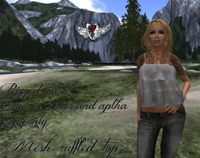 Mesh ruffled top grey