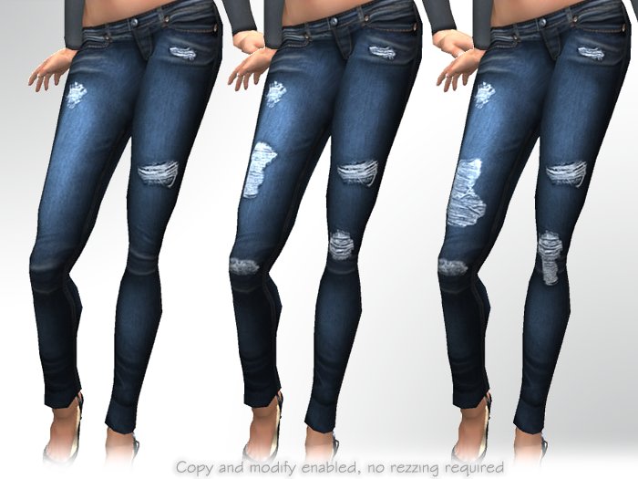 FUTE :: Minipack: Blue faded jeans (3 rip styles)