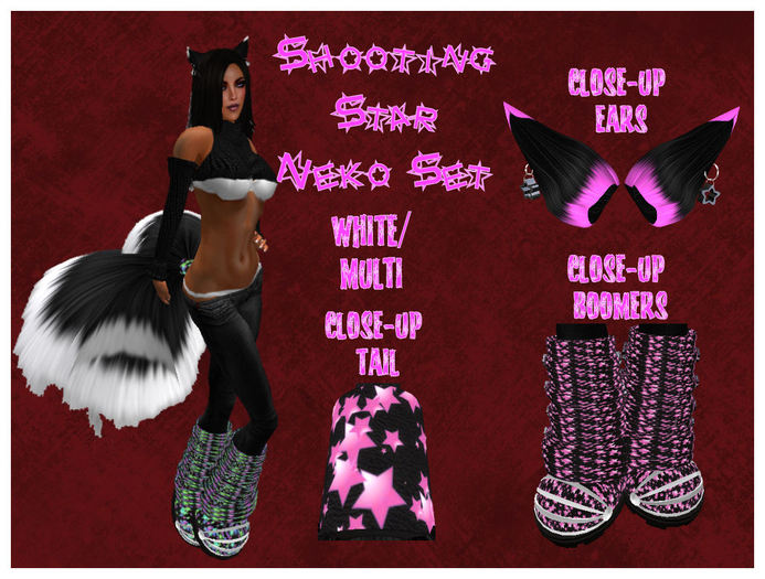 Shinning Star White/Multi Neko Set