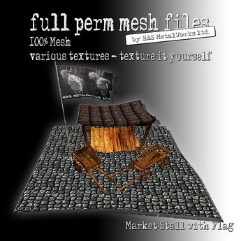 Second Life Marketplace - Market stall and flag I (Fort, Village ...