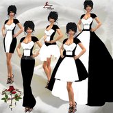 131 Colorblock White & Black Evening Gown , Pant outfit, short dresses