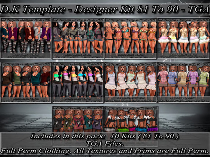 D.K Template - Designer Kit 81 To 90 - TGA ( Save 25% )