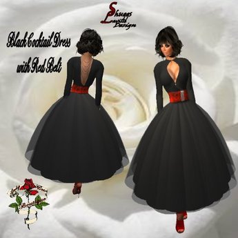 black dress with red belt