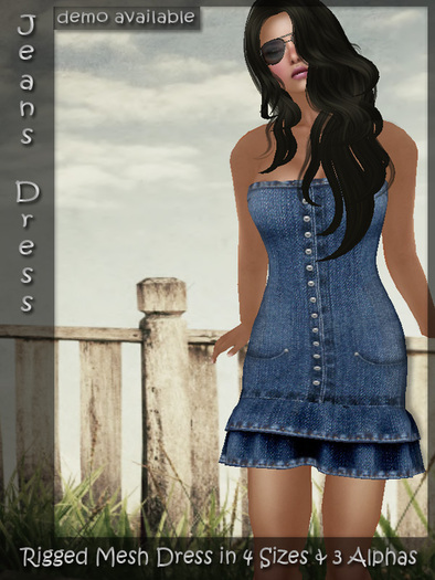 Jeans mini dress ruffled (MESH) 4 Sizes