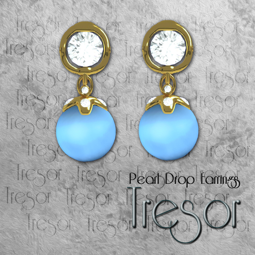 ::Tresor:: Pearl Drop Earrings, Mesh(Gold, Sky)