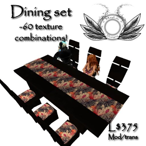 Dining set - with poses & 60 different texture combinations to suit any home :)