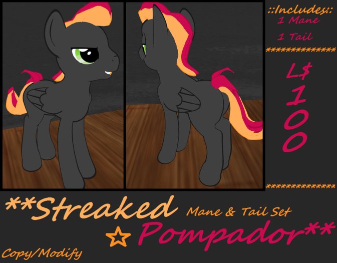 [Retired Item 50% Off] Streaked Pompador Mane & Tail Set